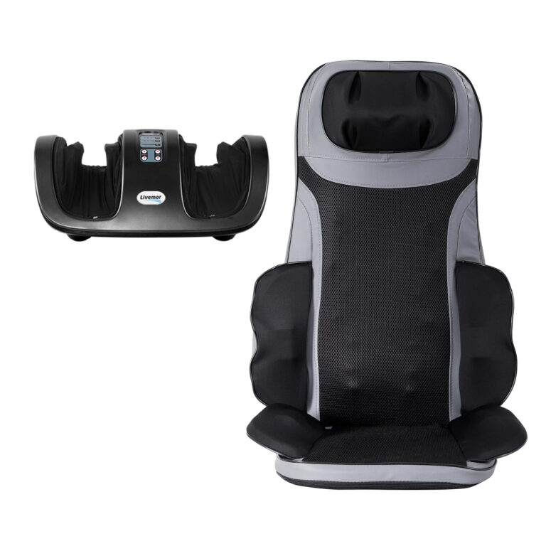 Livemor Full Back Massage Seat Cushion Heating with Kneading Foot Massagers MASSAGE-188-BARON-BK