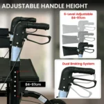 Orthonica Aluminium 2-in-1 Rollator Wheelchair with Foldable Frame – Black & Silver frw-mas-2n1-bk