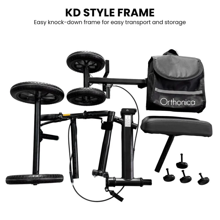 Orthonica Knee Walker with Adjustable Pad and Dual Brakes frw-mas-3510-bk