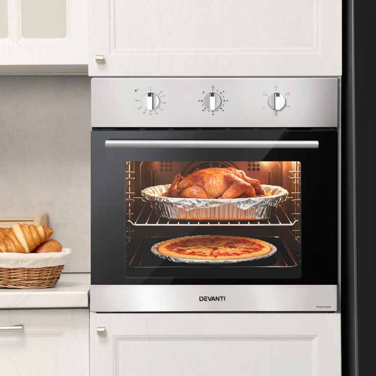 Devanti 60cm Electric Built in Wall Oven Stainless Steel 70L Silver BIO-C-5F-M7B-SS
