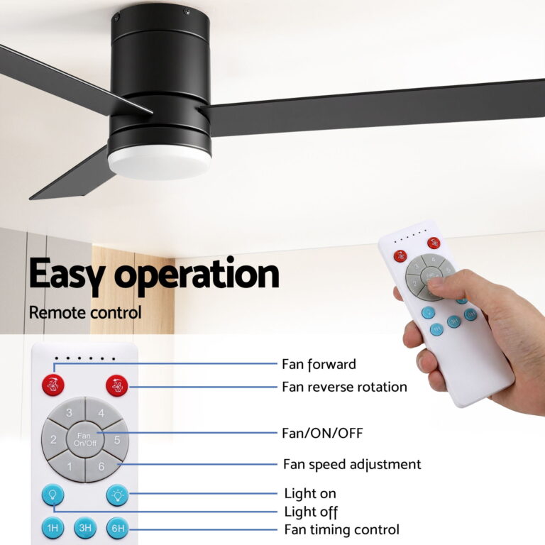 Devanti 52'' Ceiling Fan 3 Blades Double-sided DC Motor w/Light w/Remote Light Wood and Black CF-C-52-70PLY-LW