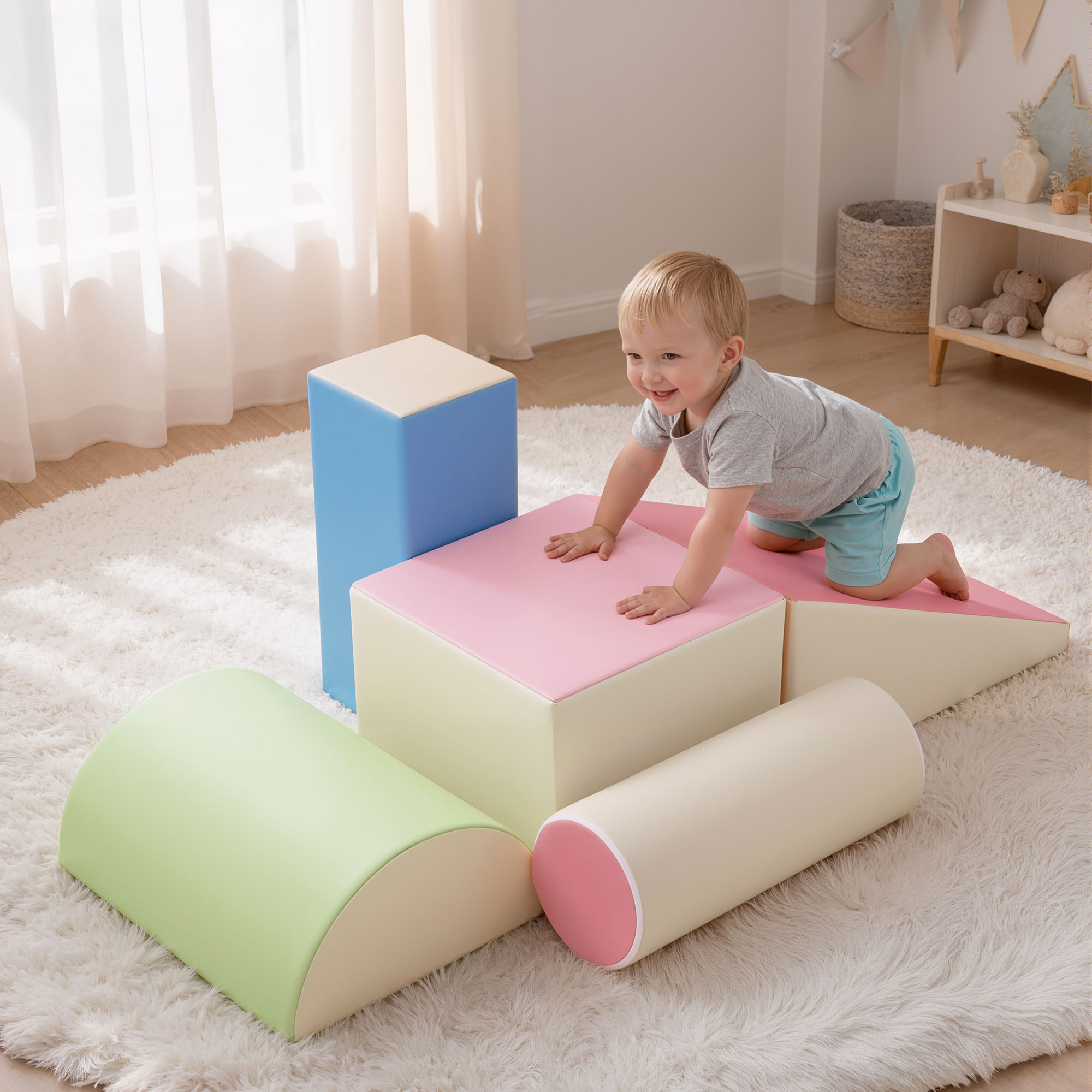 Keezi Kids Climbing Blocks 5-Piece Foam Toddler Playset KCB-5IN1-CLF-AB