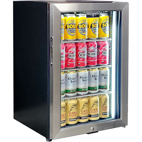 Schmick Classy Quiet 69Ltr Triple Glazed Bar Fridge with Blue and White Led SK68R-SS