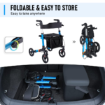 Alston 2 In 1 Foldable X-Fold Mobility Walker Rollator Chair V985-MOBILITYWALKER