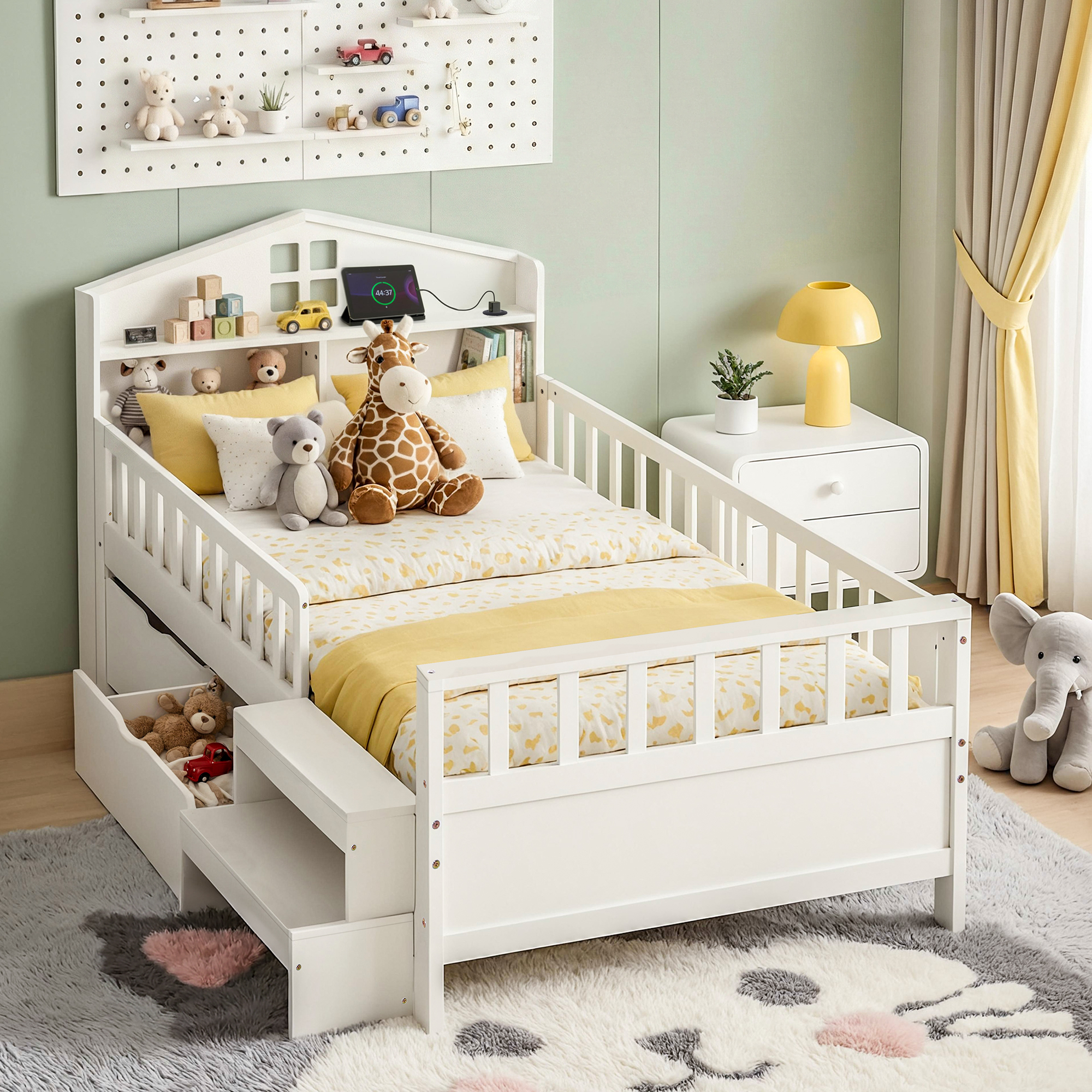 Artiss Single Bed Frame with 2 Storage Drawers and Headboard WBED-F-HOMIX-S-WH-AB