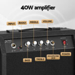 Alpha Electric Guitar Bass 47 Inch Set Kit 40W Bass Guitar Amplifier Guitar GUITAR-E-47-BASS-ACC-CAPO