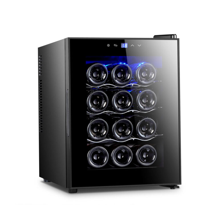 12 Bottle Thermoelectric Wine Fridge 65W UV Protected Glass Door Soft LED Illumination V196-BF12