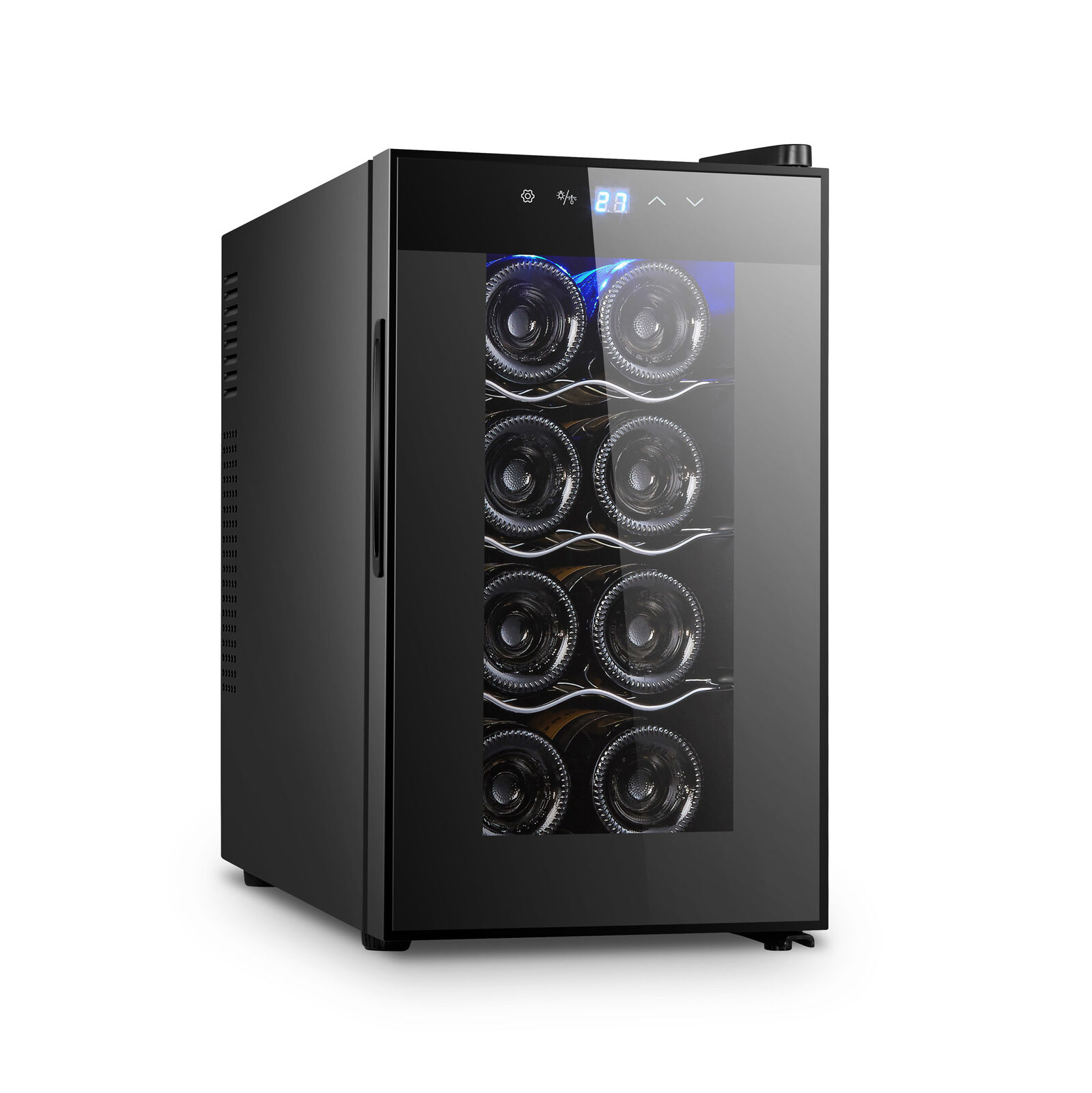 8 Bottle Thermoelectric Wine Fridge 65W UV Protected Glass Door Soft LED Illumination V196-BF8