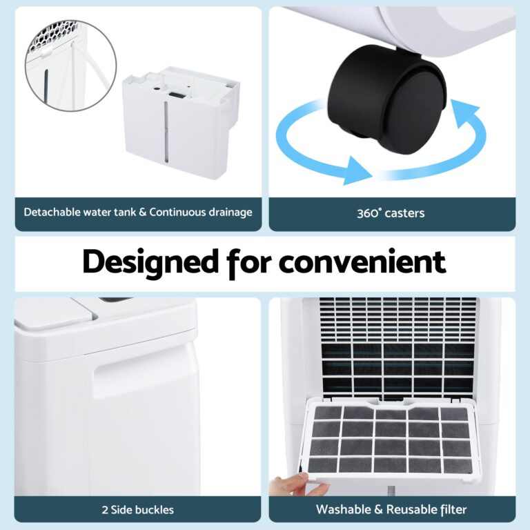 Devanti 16L Dehumidifier Portable Air Dryer Moisture Absorber 5.5L Water Tank DH-B-16L-WH
