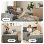 Artiss Sofa Bed Lounge Chair Recliner Couch Reading Chairs Sleeper Cloud Sofas SB-COMP-CHA-GREY