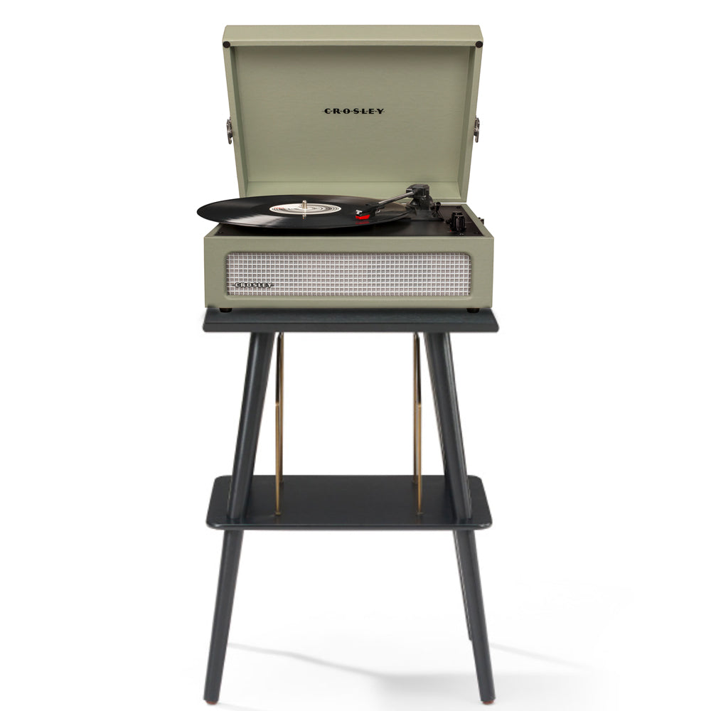 Crosley Voyager Bluetooth Portable Turntable + Crosley Turntable Stand Bundle - Sage CRIW8017BST-SA4