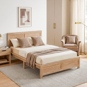 Artiss King Single Bed Frame Wooden Bed Base WBED-F-OATMEAL-KS-NA-AB