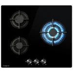 EUROCHEF 60cm 3 Burner Gas Cooktop with Wok Burner Tempered Glass Natural Gas & LPG Black COKGCTEC63KA