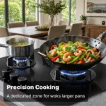 EUROCHEF 60cm 3 Burner Gas Cooktop with Wok Burner Tempered Glass Natural Gas & LPG Black COKGCTEC63KA