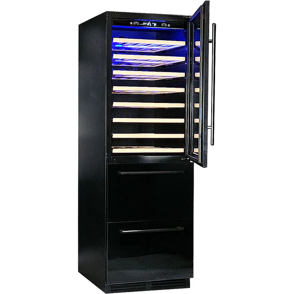 Schmick Black Upright Black Glass Door Dual Zone Drawer Wine and Beverage Refrigerator BD425D-X-B