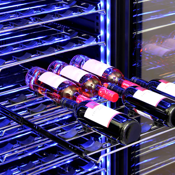 Schmick Black Upright Black Glass Door Dual Zone Drawer Wine and Beverage Refrigerator BD425D-X-B