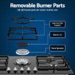 Devanti 90cm Gas Cooktop 5 Burner LPG NG Tempered Glass Hob Black CT-GAS-5B-L-BK