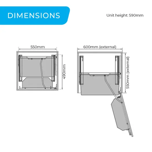 Shearer PRO Kitchen Undercounter Storage - Open Out Underbench Pantry Unit - for a 600mm Cabinet HG-309041R-CFG