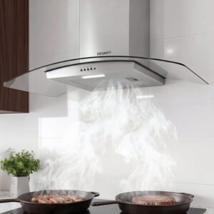 Devanti 90cm Canopy Range Hood Curved Glass RH-D-V17-90