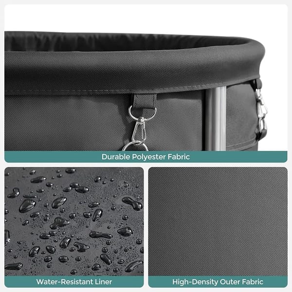 Steel Frame Laundry Basket Wheels Black V178-56484