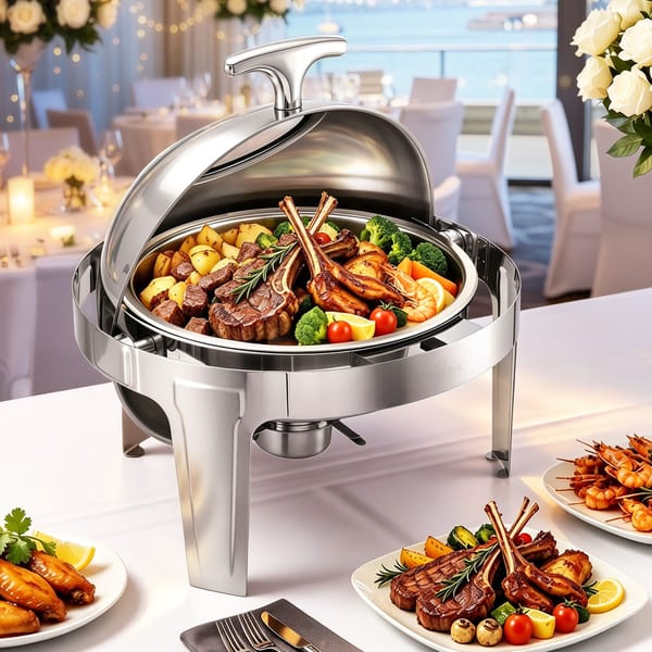 5-Star Chef 9L Chafing Dish Buffet Warmer Food Warmer Catering Server Round CD-9L-CC-SS