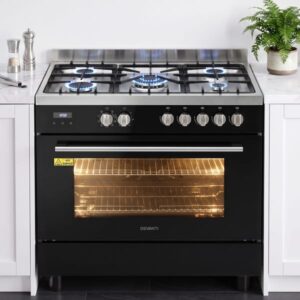 Devanti 90cm Dual Fuel Cooker Gas Cooktop Electric Oven 5 Burner FDO-GAS-5B-BK