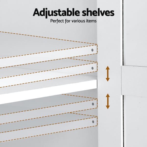 Artiss Buffet Sideboard 180cm Hutch Storage Cabinet Kitchen Drawer Door White FUR-C-GLASS-SID180-WH-ABC