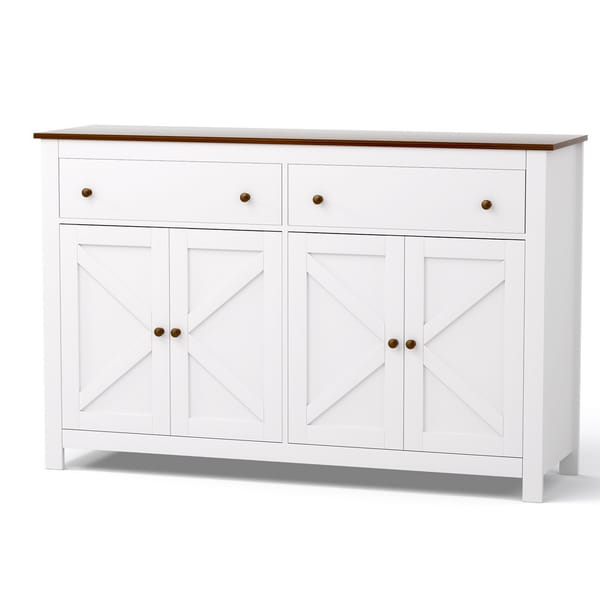 Artiss Buffet Sideboard Storage Cabinet Kitchen Cupboard 2 Drawers 140CM White FUR-C-SID140-WH-AB