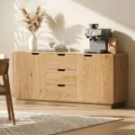 Artiss Buffet Sideboard Cabinet Storage Kitchen Cupboard Drawers Round Edge Oak FUR-S-SID160-RND-WD-ABC