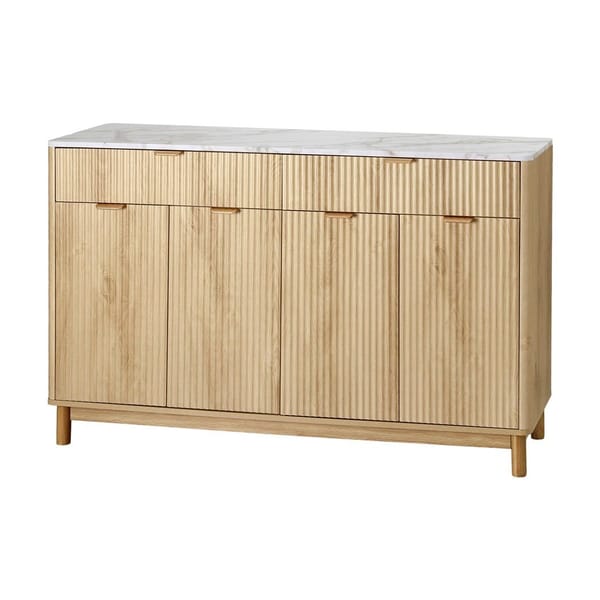 Artiss Buffet Sideboard Cabinet Kitchen Storage Cupboard Marble 2 Drawers Pine FUR-Z-SID140-WD-AB