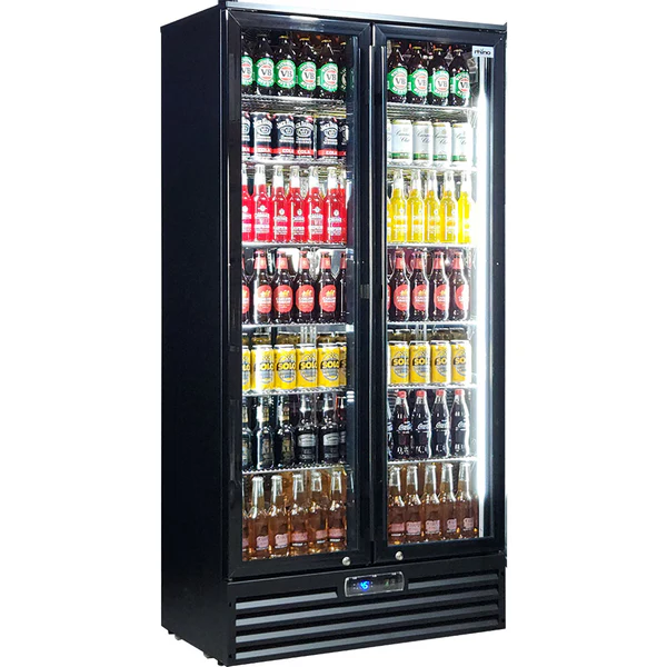 Rhino 2 Door Black Commercial Upright Dual Glazed Door Bar Fridge Ultra Energy Efficient SGT2-BS