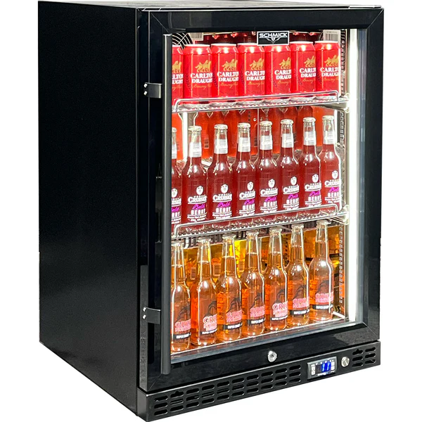 Schmick Quiet Slide Out Front Venting Under Bench Triple Glazed Glass Door Bar Fridge SK156R-B-M