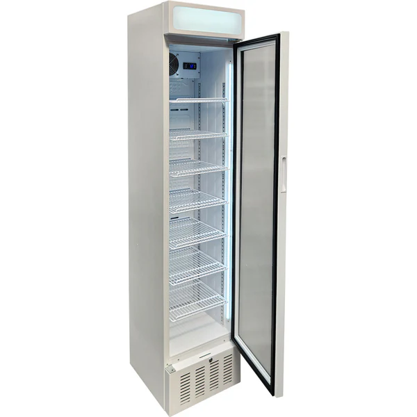 Classy Upright Glass Door Bar Fridge Triple Glazed LOW E Glass Lock and LED Light Box SK160W