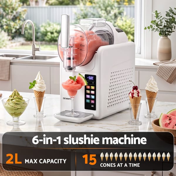Devanti Slushie Machine 2L Frozen Drink Maker Ice Cream Cocktail Slush Maker Black SLS-CR03-2L-WH