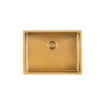 Stainless Steel Kitchen and Laundry Sink - 600mm Single Bowl - Brushed Gold - Top/Under Mount AGZSSS-TWM10G-0756