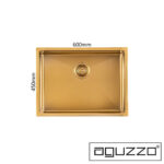 Stainless Steel Kitchen and Laundry Sink - 600mm Single Bowl - Brushed Gold - Top/Under Mount AGZSSS-TWM10G-0756