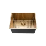 Stainless Steel Kitchen and Laundry Sink - 600mm Single Bowl - Brushed Gold - Top/Under Mount AGZSSS-TWM10G-0756