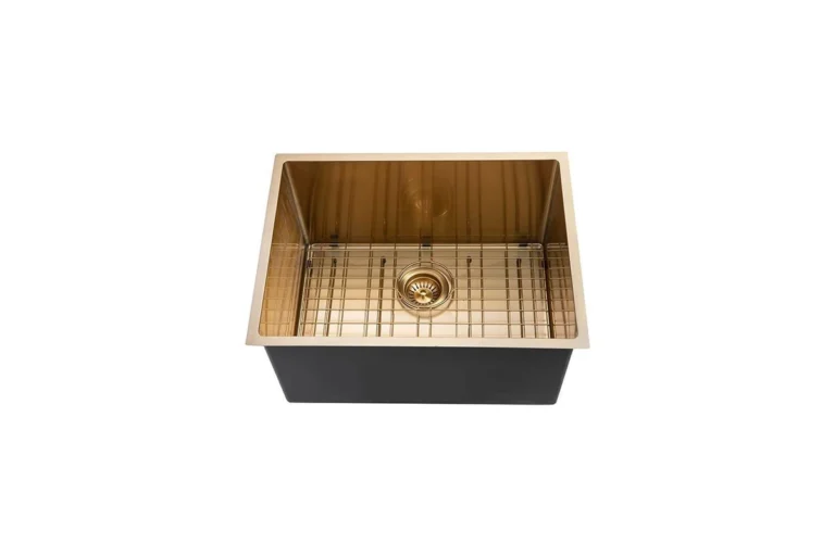 Stainless Steel Kitchen and Laundry Sink - 600mm Single Bowl - Brushed Gold - Top/Under Mount AGZSSS-TWM10G-0756
