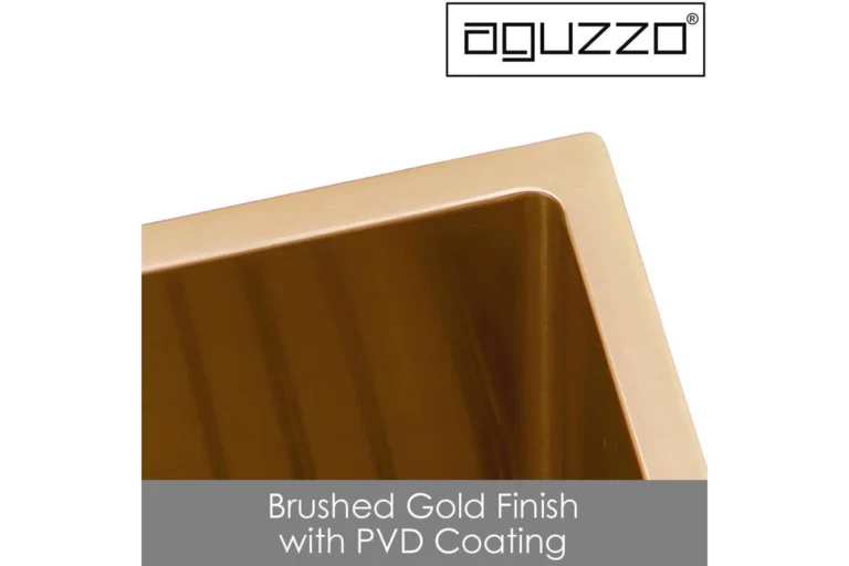Stainless Steel Kitchen and Laundry Sink - 600mm Single Bowl - Brushed Gold - Top/Under Mount AGZSSS-TWM10G-0756