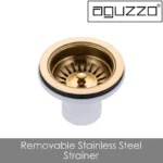 Stainless Steel Kitchen and Laundry Sink - 600mm Single Bowl - Brushed Gold - Top/Under Mount AGZSSS-TWM10G-0756