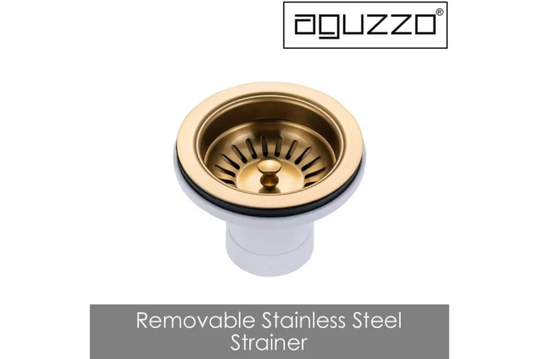 Stainless Steel Kitchen and Laundry Sink - 600mm Single Bowl - Brushed Gold - Top/Under Mount AGZSSS-TWM10G-0756