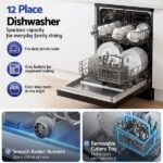 Devanti 12 Place Settings Dishwasher 55cm Freestanding Benchtop Built-In BDW-12-FS5201G-BK