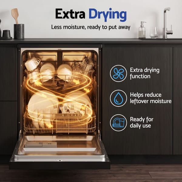 Devanti 12 Place Settings Dishwasher 55cm Freestanding Benchtop Built-In BDW-12-FS5201G-BK