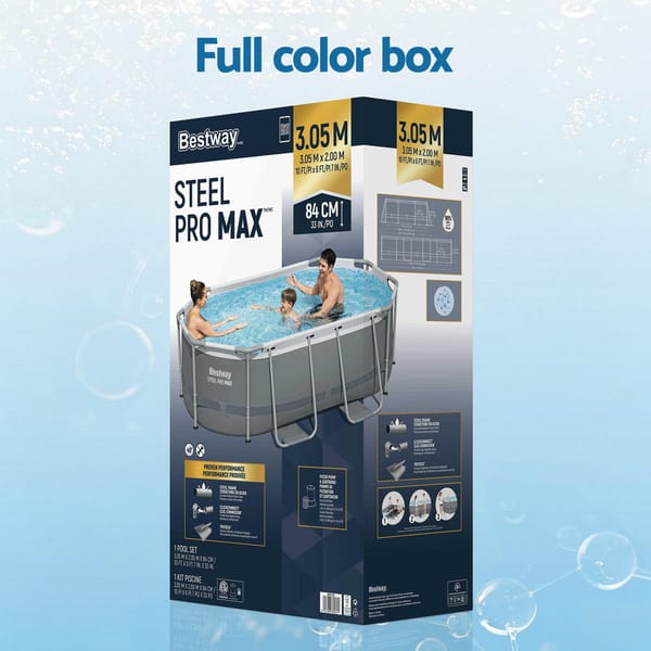 Bestway Swimming Pools 305cm x 200cm x 84cm Steel Above Ground Backyard Pool Set BW-POOL-OV-305-5613Z