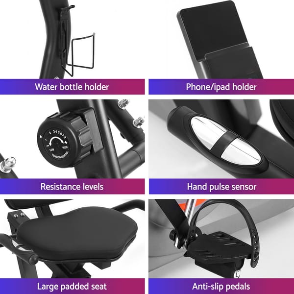 Everfit Exercise Bike Recumbent Cycling Magnetic Bluetooth App Connect Home Gym EB-H-RB-04-BK