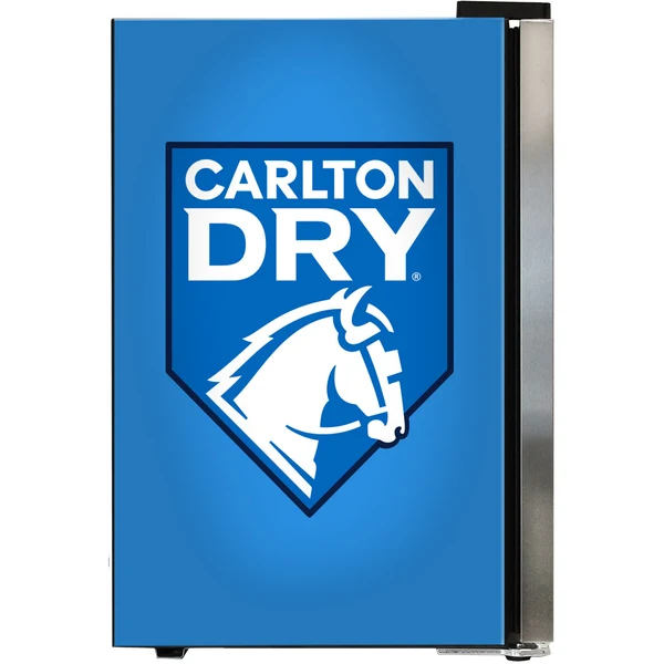 Carlton Dry MID Blue Tropical Glass Door Mini Bar Fridge - 80 Cans Left Hinged EC68L-SSH-DRY-MID