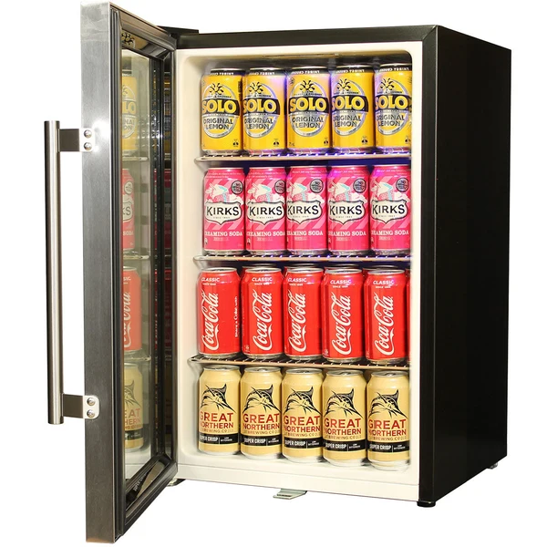 Carlton Dry MID Blue Tropical Glass Door Mini Bar Fridge - 80 Cans Left Hinged EC68L-SSH-DRY-MID