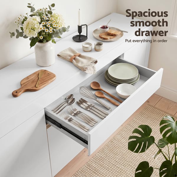 Artiss Buffet Sideboard Cabinet 180cm Cupboard Pantry Storage Drawer White DANA FURNI-L-BF02-WH-ABC