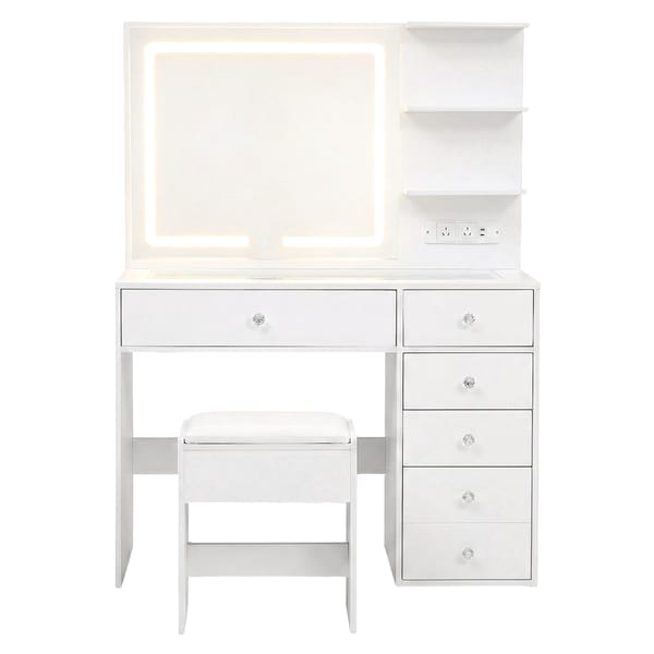 Artiss Dressing Table LED Vanity Desk Set Stool White FURNI-L-DRESS07-WH-AB