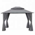 Instahut Gazebo 3x3m Canopy Outdoor Steel Frame Patio Tent Curtains Marquee Grey GAZEBO-IR-MC-3X3-GY